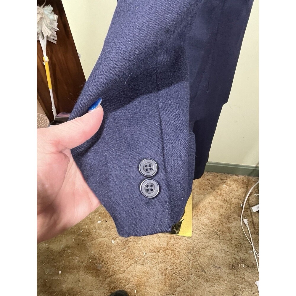 Vtg St Michael Womens 2-piece Navy Wool Sz 10 Blazer & Sz 12 Skirt Pleated Suit - Picture 5 of 16